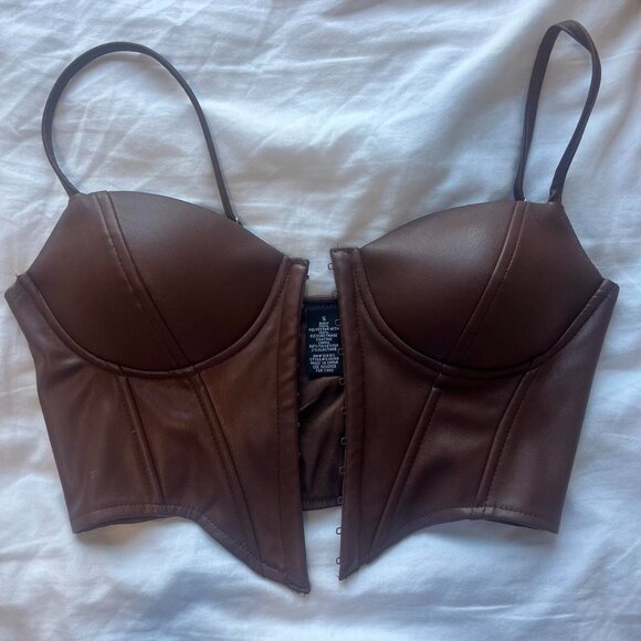 Brown leather corset top // Size S // Only worn once perfect condition - Picture 2 of 4